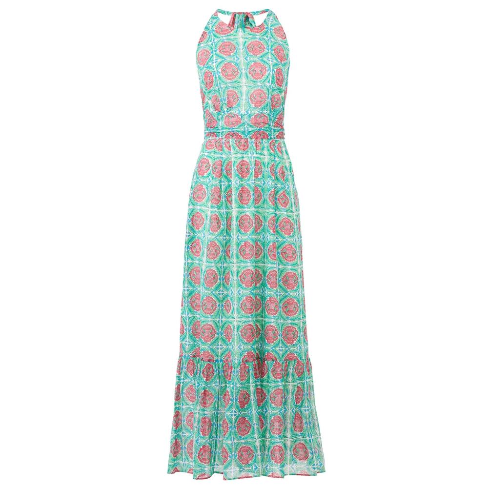 NEW Banjanan Capri Maxi Dress Women XL Green Jade Botanical Halter Garden Party - Picture 4 of 13